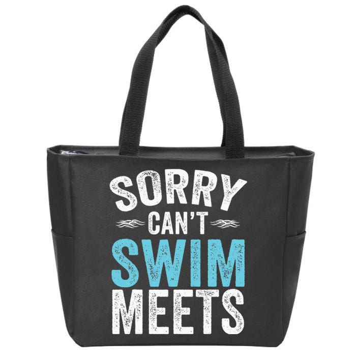 Sorry Can't Swim Meets Funny Retro Swimming Coach Swimmer Zip Tote Bag