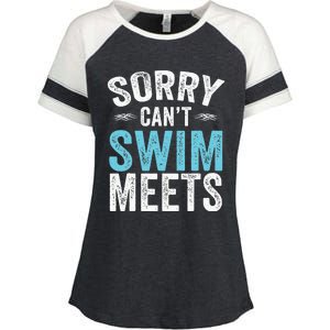 Sorry Can't Swim Meets Funny Retro Swimming Coach Swimmer Enza Ladies Jersey Colorblock Tee