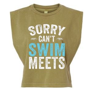 Sorry Can't Swim Meets Funny Retro Swimming Coach Swimmer Garment-Dyed Women's Muscle Tee