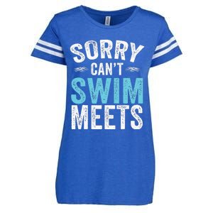 Sorry Can't Swim Meets Funny Retro Swimming Coach Swimmer Enza Ladies Jersey Football T-Shirt