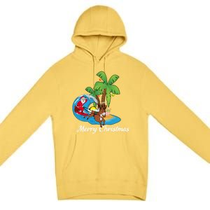 Surfing Christmas Santa Claus Comes To The City Gift Premium Pullover Hoodie