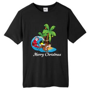 Surfing Christmas Santa Claus Comes To The City Gift Tall Fusion ChromaSoft Performance T-Shirt