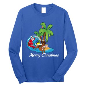 Surfing Christmas Santa Claus Comes To The City Gift Long Sleeve Shirt