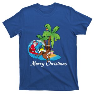 Surfing Christmas Santa Claus Comes To The City Gift T-Shirt