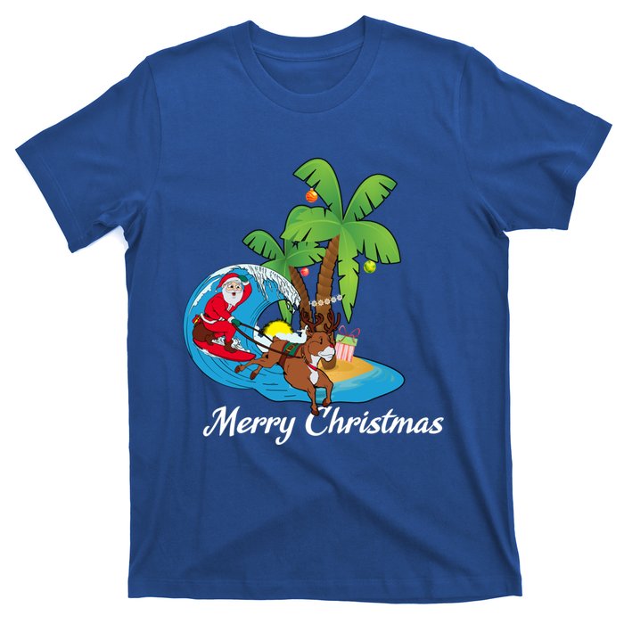 Surfing Christmas Santa Claus Comes To The City Gift T-Shirt