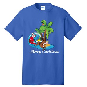 Surfing Christmas Santa Claus Comes To The City Gift Tall T-Shirt