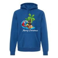 Surfing Christmas Santa Claus Comes To The City Gift Premium Hoodie