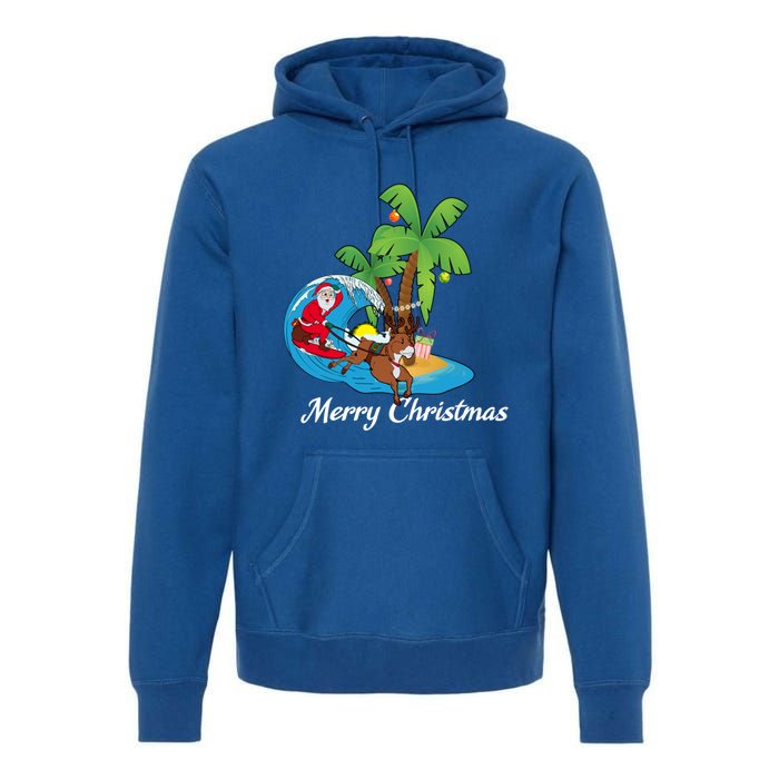 Surfing Christmas Santa Claus Comes To The City Gift Premium Hoodie