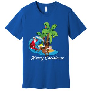 Surfing Christmas Santa Claus Comes To The City Gift Premium T-Shirt