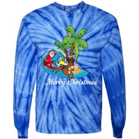 Surfing Christmas Santa Claus Comes To The City Gift Tie-Dye Long Sleeve Shirt