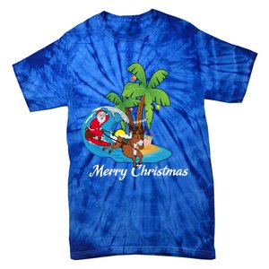 Surfing Christmas Santa Claus Comes To The City Gift Tie-Dye T-Shirt