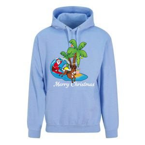 Surfing Christmas Santa Claus Comes To The City Gift Unisex Surf Hoodie