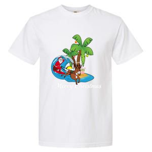 Surfing Christmas Santa Claus Comes To The City Gift Garment-Dyed Heavyweight T-Shirt