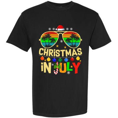 Santa Claus Sunglasses Beach Christmas Garment-Dyed Heavyweight T-Shirt