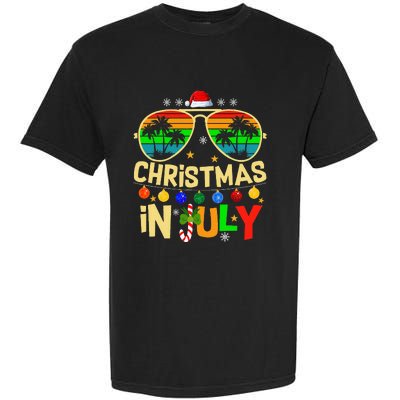 Santa Claus Sunglasses Beach Christmas Garment-Dyed Heavyweight T-Shirt