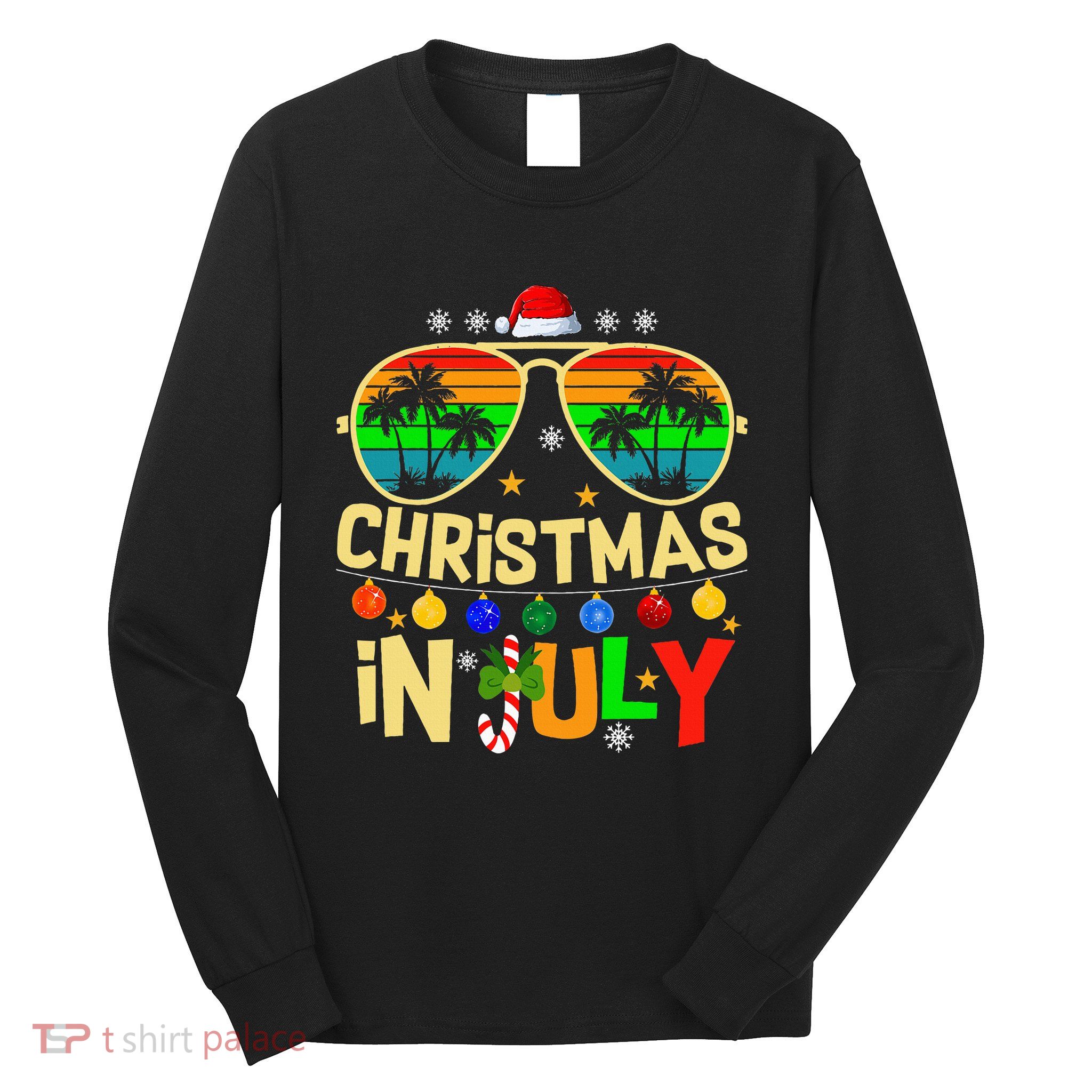 Santa Claus Sunglasses Beach Christmas Long Sleeve Shirt