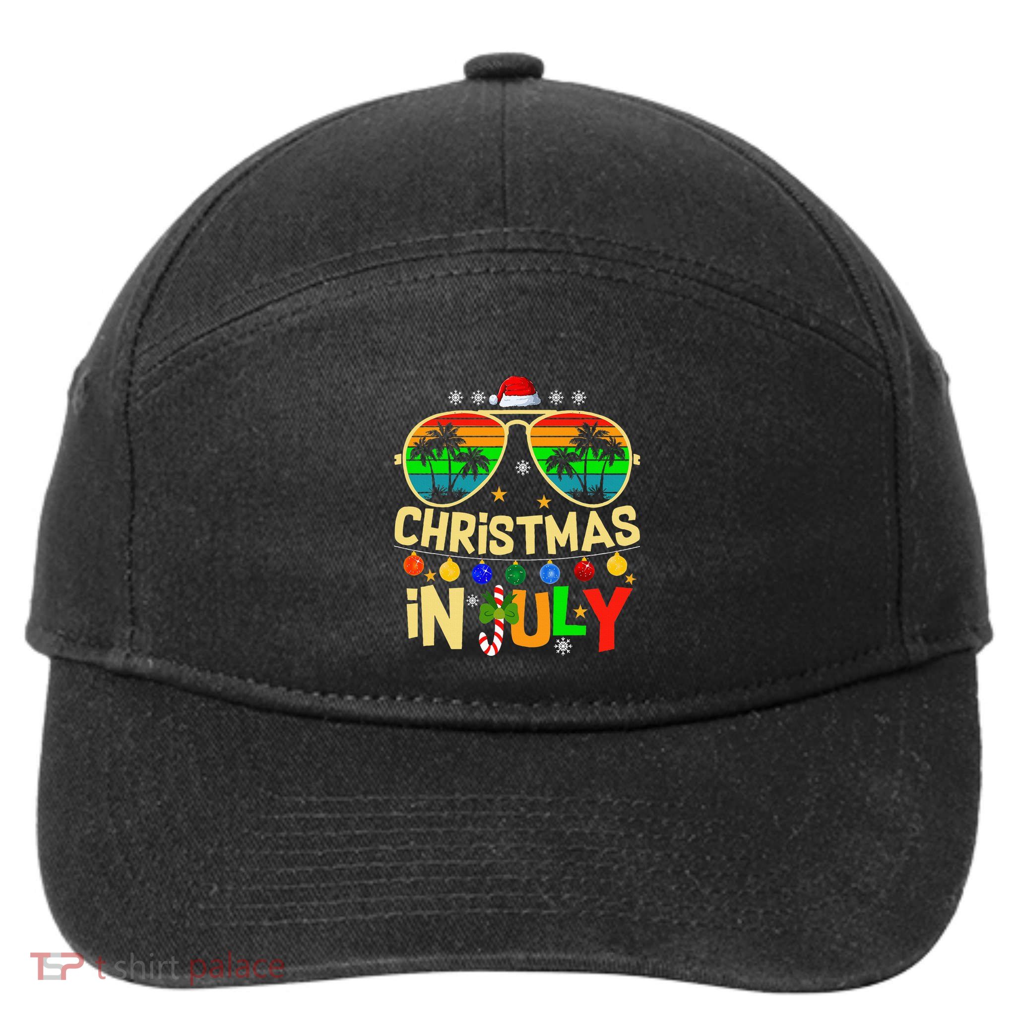 Santa Claus Sunglasses Beach Christmas 7-Panel Snapback Hat