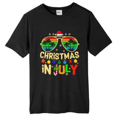 Santa Claus Sunglasses Beach Christmas Tall Fusion ChromaSoft Performance T-Shirt