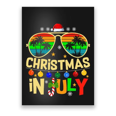 Santa Claus Sunglasses Beach Christmas Poster