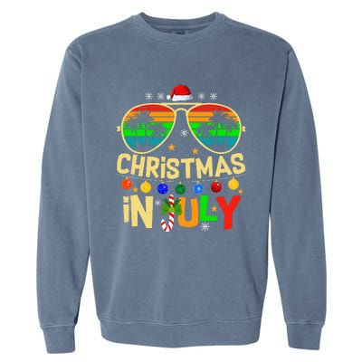 Santa Claus Sunglasses Beach Christmas Garment-Dyed Sweatshirt