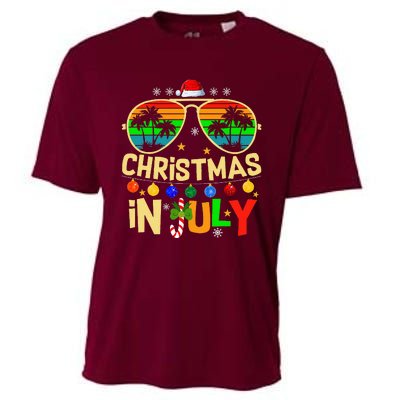 Santa Claus Sunglasses Beach Christmas Cooling Performance Crew T-Shirt