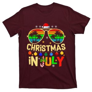 Santa Claus Sunglasses Beach Christmas T-Shirt