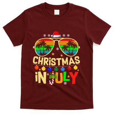 Santa Claus Sunglasses Beach Christmas T-Shirt