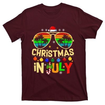 Santa Claus Sunglasses Beach Christmas T-Shirt