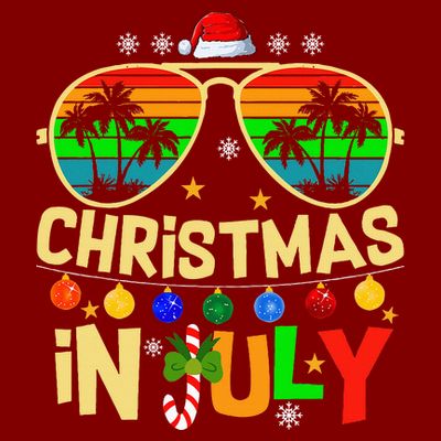 Santa Claus Sunglasses Beach Christmas T-Shirt