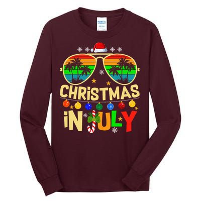 Santa Claus Sunglasses Beach Christmas Tall Long Sleeve T-Shirt