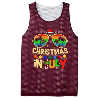 Santa Claus Sunglasses Beach Christmas Mesh Reversible Basketball Jersey Tank