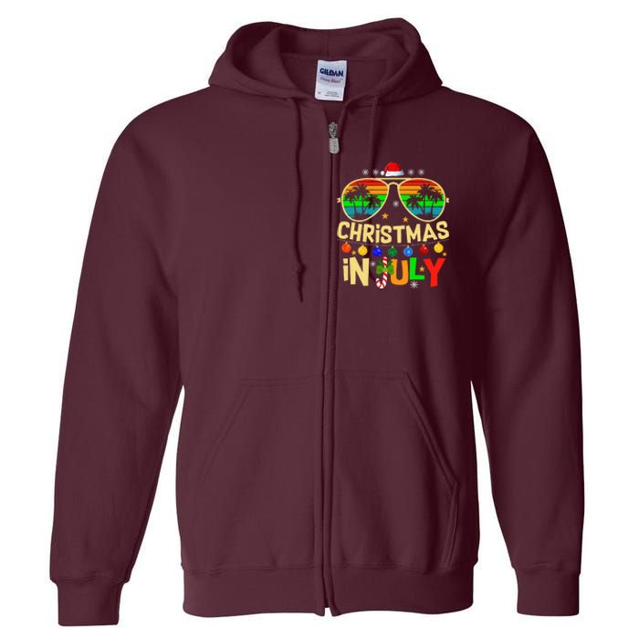 Santa Claus Sunglasses Beach Christmas Full Zip Hoodie