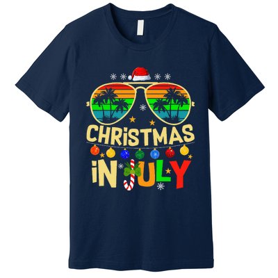 Santa Claus Sunglasses Beach Christmas Premium T-Shirt