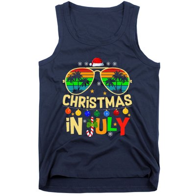 Santa Claus Sunglasses Beach Christmas Tank Top