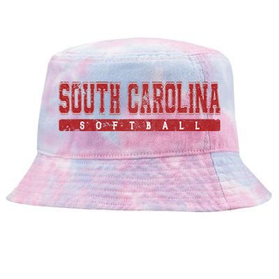 South Carolina Softball Red Vintage Tie-Dyed Bucket Hat