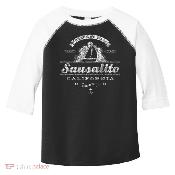 Sausalito Ca Sailboat Vintage Nautical Throwback Toddler Fine Jersey T-Shirt