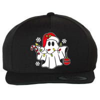 Spooky Christmas Santa Ghost Wool Snapback Cap