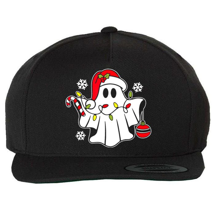 Spooky Christmas Santa Ghost Wool Snapback Cap