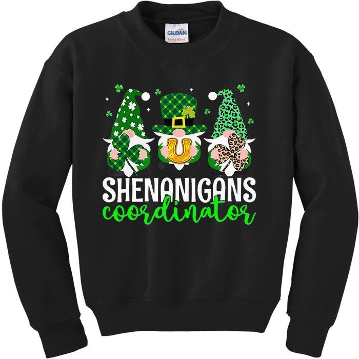 Shenanigans Coordinator St Patricks Day Gnomes Green Proud Kids Sweatshirt