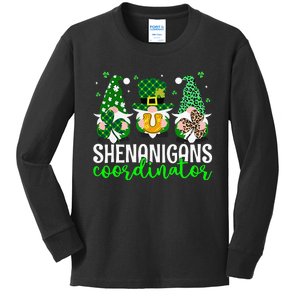 Shenanigans Coordinator St Patricks Day Gnomes Green Proud Kids Long Sleeve Shirt