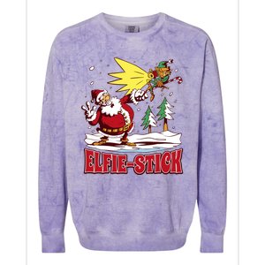 Santa Claus Selfie Funny Elf Christmas Colorblast Crewneck Sweatshirt