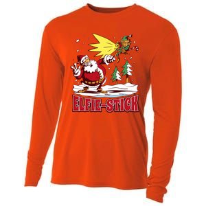 Santa Claus Selfie Funny Elf Christmas Cooling Performance Long Sleeve Crew