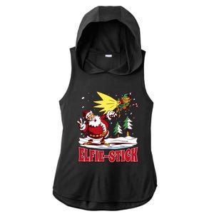 Santa Claus Selfie Funny Elf Christmas Ladies PosiCharge Tri-Blend Wicking Draft Hoodie Tank