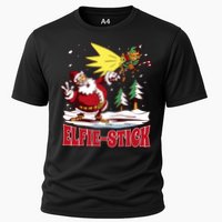 Santa Claus Selfie Funny Elf Christmas Cooling Performance Crew T-Shirt