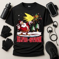 Santa Claus Selfie Funny Elf Christmas Cooling Performance Crew T-Shirt