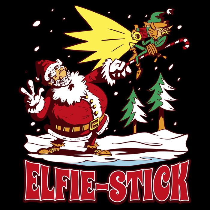 Santa Claus Selfie Funny Elf Christmas Cooling Performance Crew T-Shirt