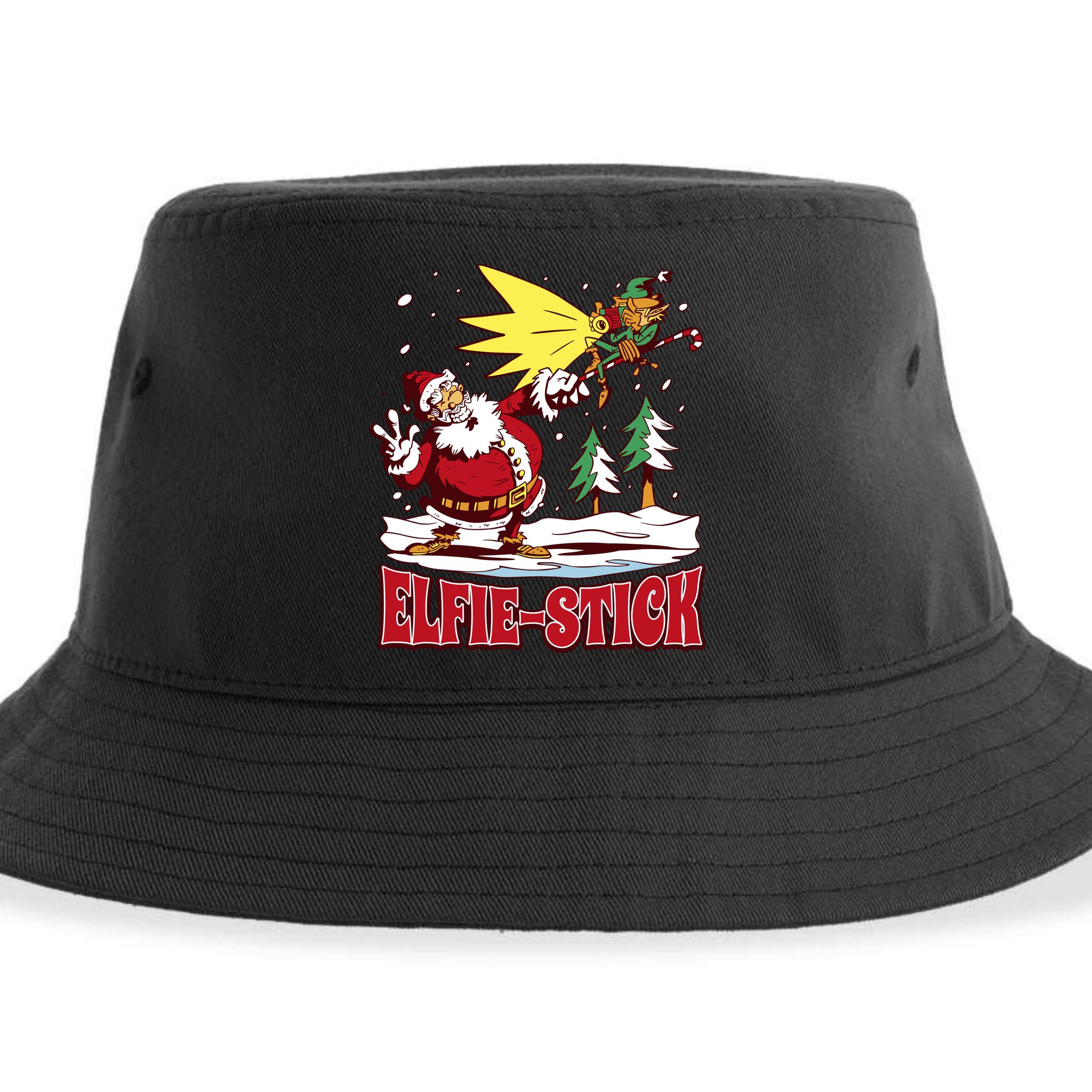 Santa Claus Selfie Funny Elf Christmas Sustainable Bucket Hat
