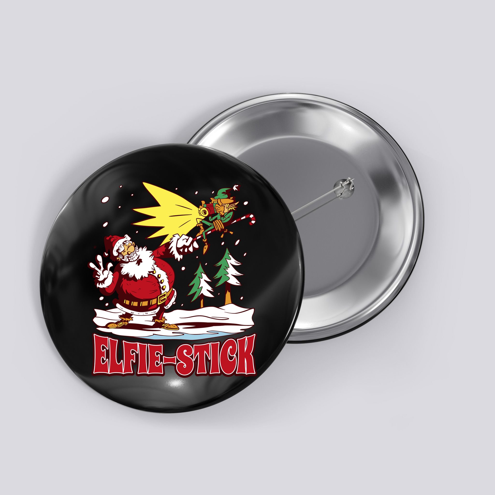 Santa Claus Selfie Funny Elf Christmas Button