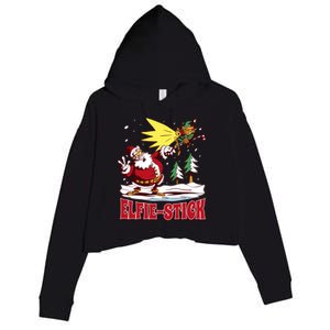 Santa Claus Selfie Funny Elf Christmas Crop Fleece Hoodie