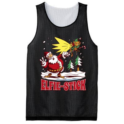 Santa Claus Selfie Funny Elf Christmas Mesh Reversible Basketball Jersey Tank
